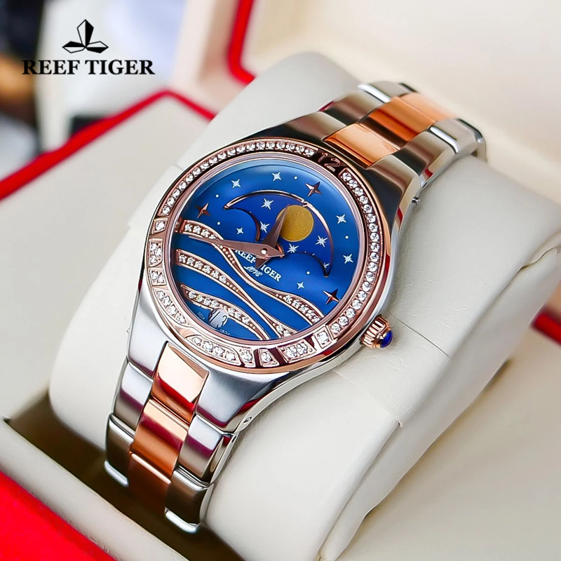 Luxury Watch Moon Phase - Reef Tiger/RT Luxury Quartz Women WristWatch