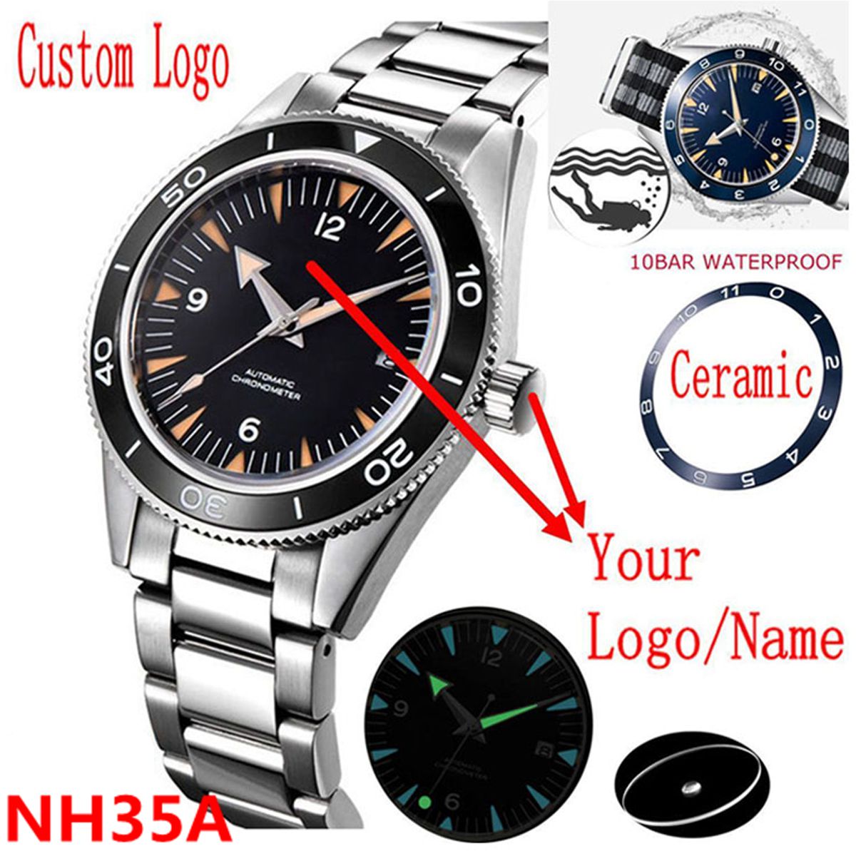 Custom Logo NH35 Movement Watc - Lux Watch ulasan dan harga