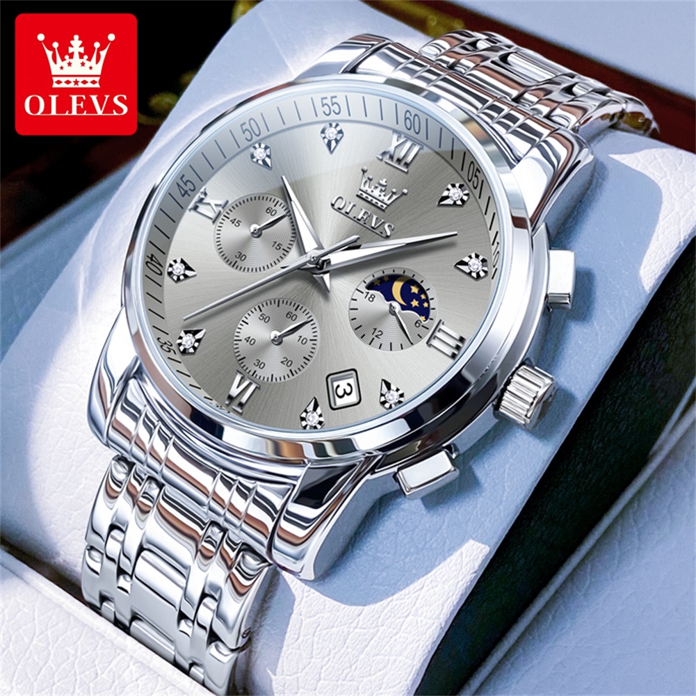 OLEVS 2858 Quartz Watch for Me - Luxury Watch Moon Phase ulasan dan harga