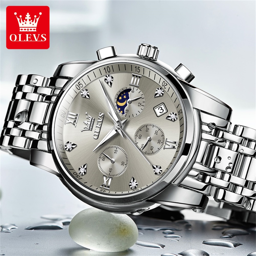 OLEVS 2858 Quartz Watch for Me - Luxury Watch Moon Phase ulasan dan harga