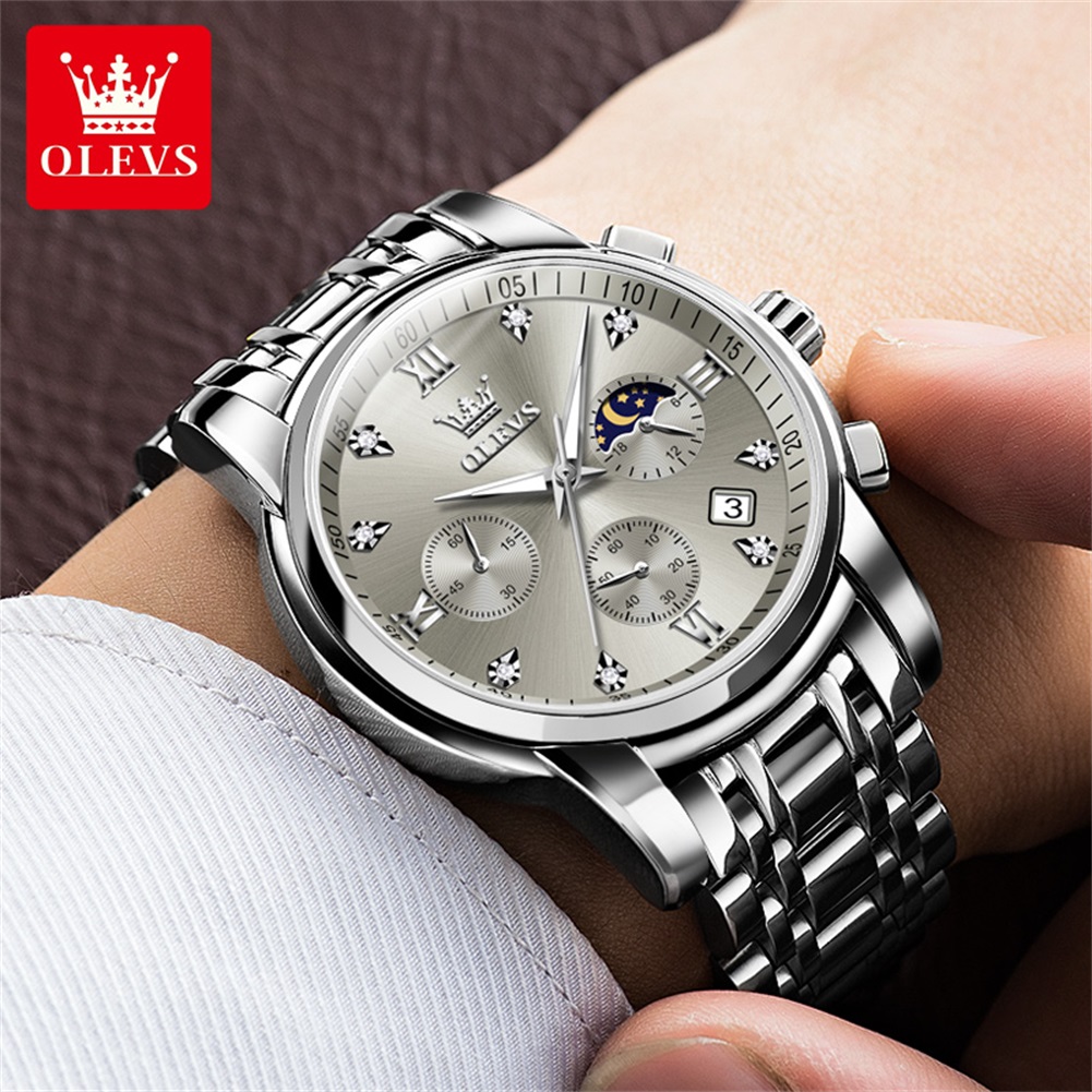 OLEVS 2858 Quartz Watch for Me - Luxury Watch Moon Phase ulasan dan harga