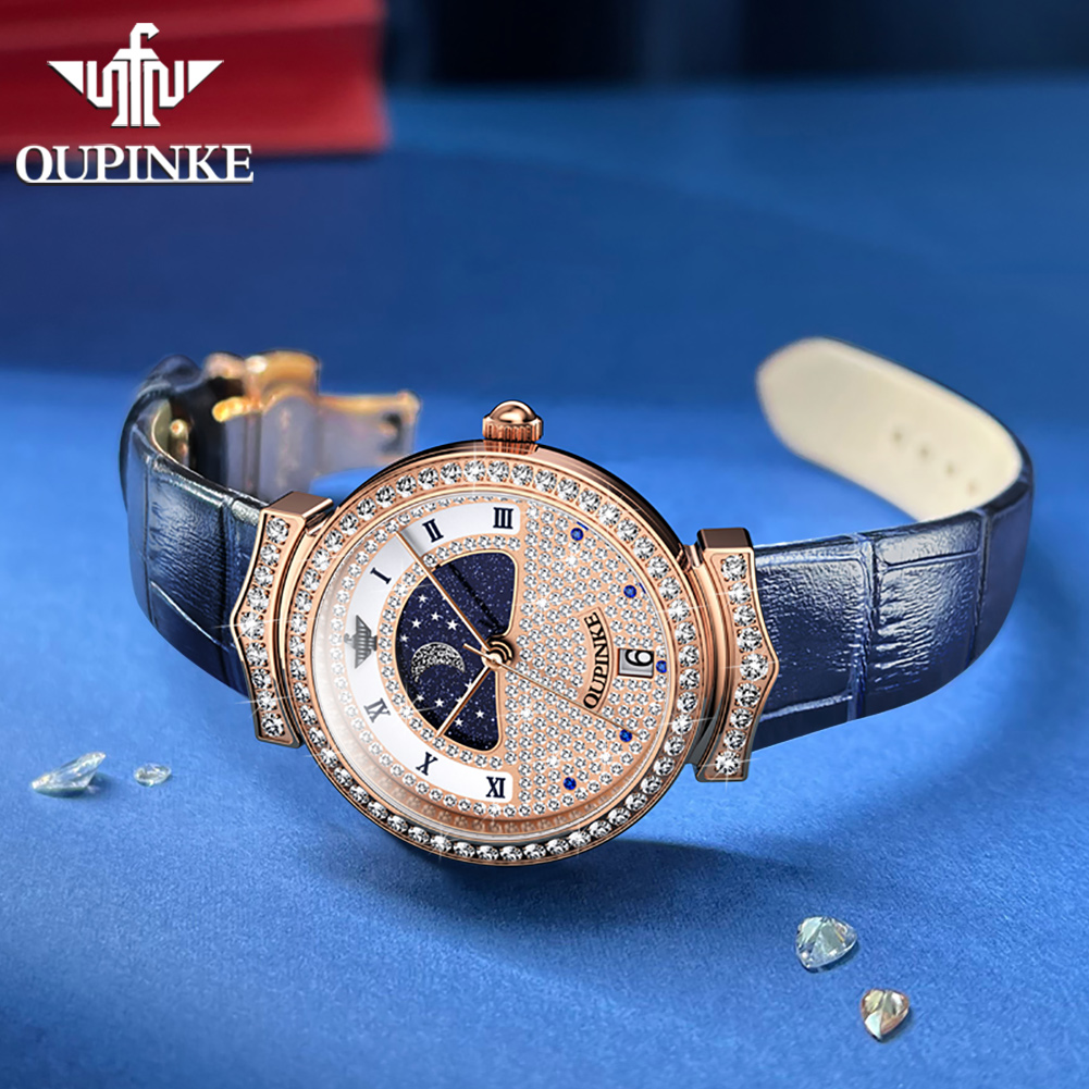 OUPINKE 3216 Woman Watch Water - Luxury Watch Moon Phase ulasan dan harga
