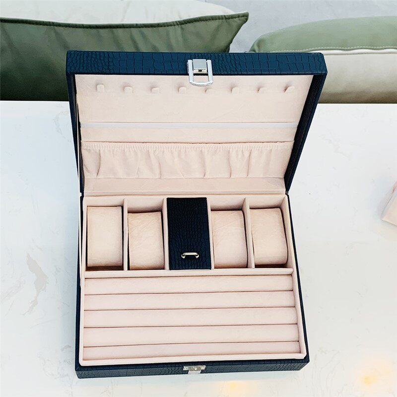 Portable Jewelry Box Leather L - Luxury Watch E Jewellery ulasan dan harga