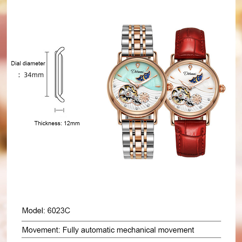 Lady Automatic Mechanical Watc - Luxury Watch Moon Phase ulasan dan harga
