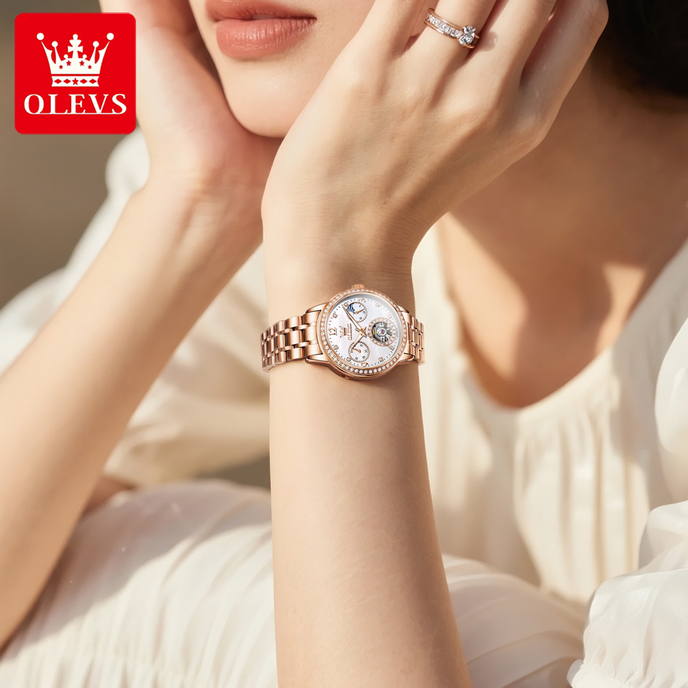 OLEVS Women's Watches Top Bran - Luxury Watch Moon Phase ulasan dan harga