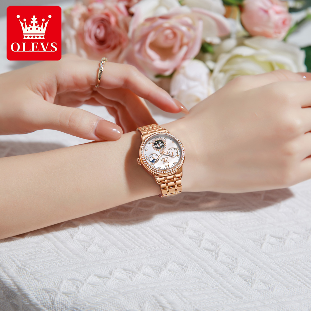 OLEVS Women's Watches Top Bran - Luxury Watch Moon Phase ulasan dan harga