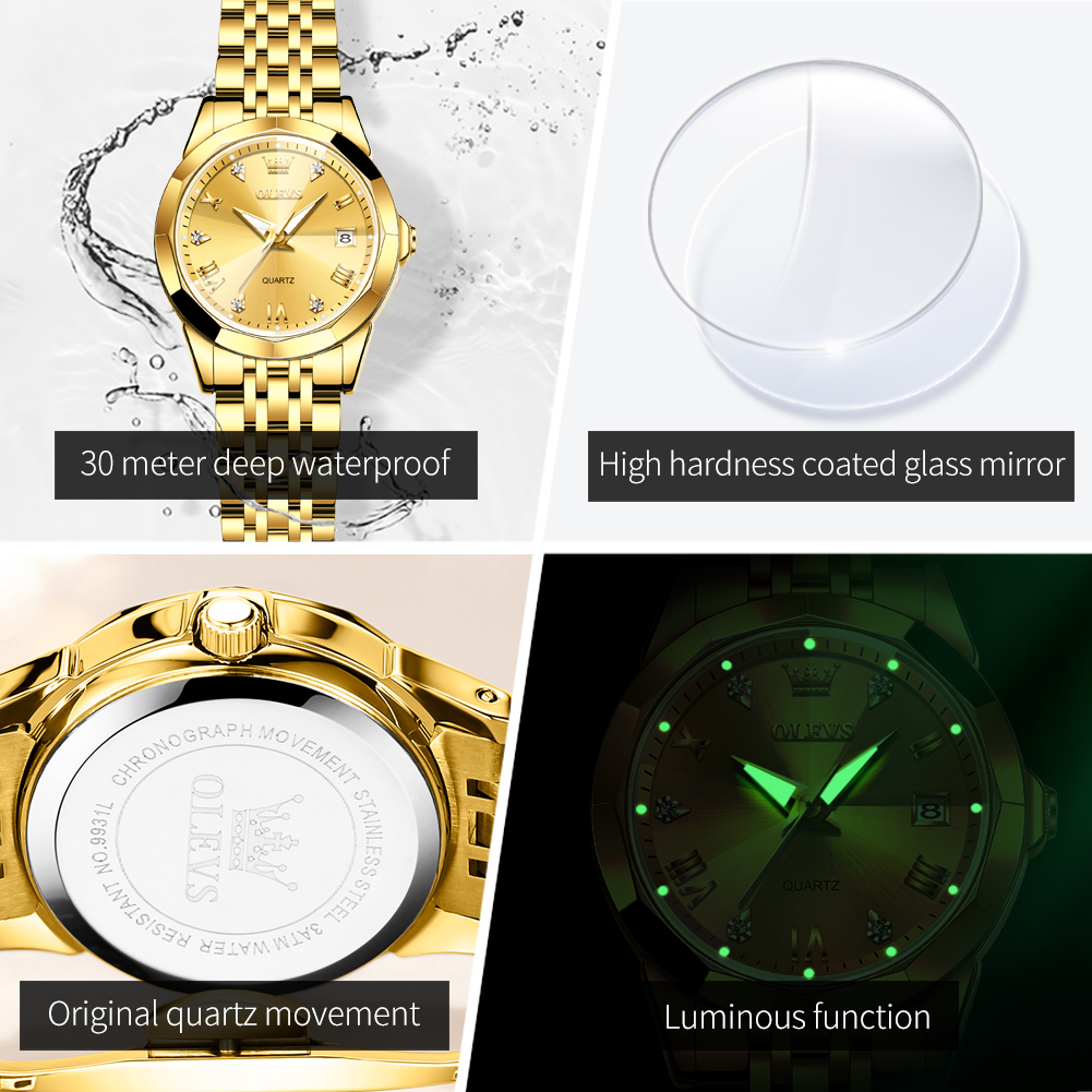 OLEVS Fashion Golden Watch for - Lux Watch ulasan dan harga